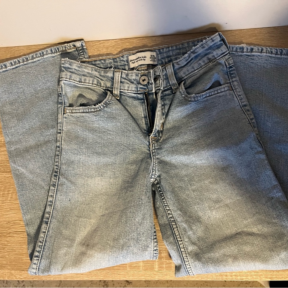 abercrombie kids Light Blue High Rise Wide Leg Jeans